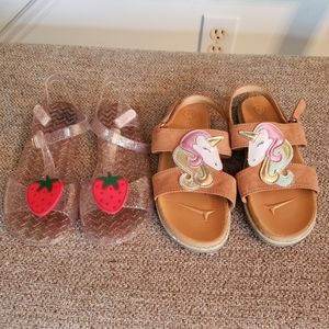 Toddler Girl Size 11 Sandals Unicorn & Strawberry
